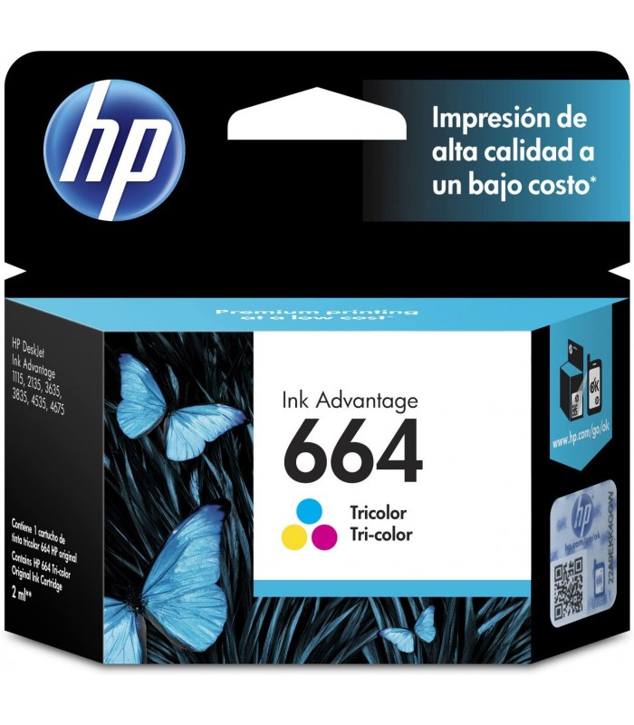 CARTUCHO HP 664 COLOR DESKJET 1115/2134/2135/2675/3635/3775/3785/3787/3789/3835/ F6V28AL 100 PAG