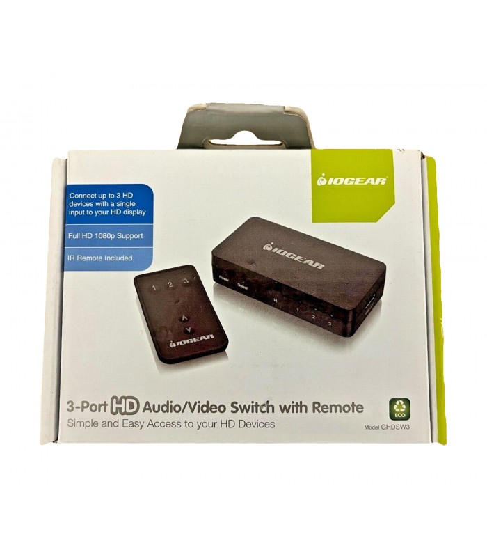 MULTIPLICADOR HDMI IOGEAR GHDSW3 3 ENTRADAS A 1 SALIDA HDMI +CONTROL REMOTO 