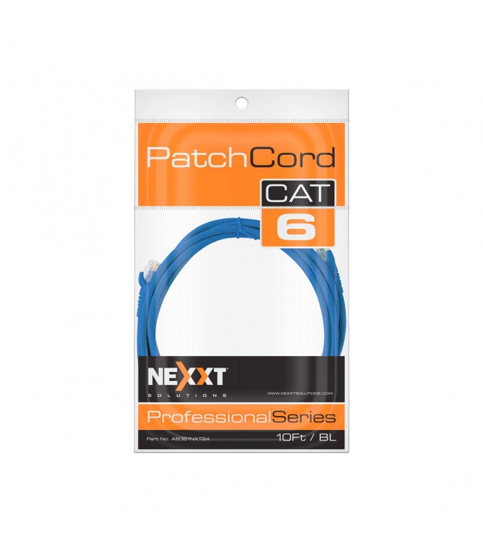 PATCH CORD NEXXT U/UTP RJ45 CAT6 10FT/BL 3.05m AZUL 1.000Mbps/1Gbps 250 MHz 4P 24AWG CM /AB361NXT24