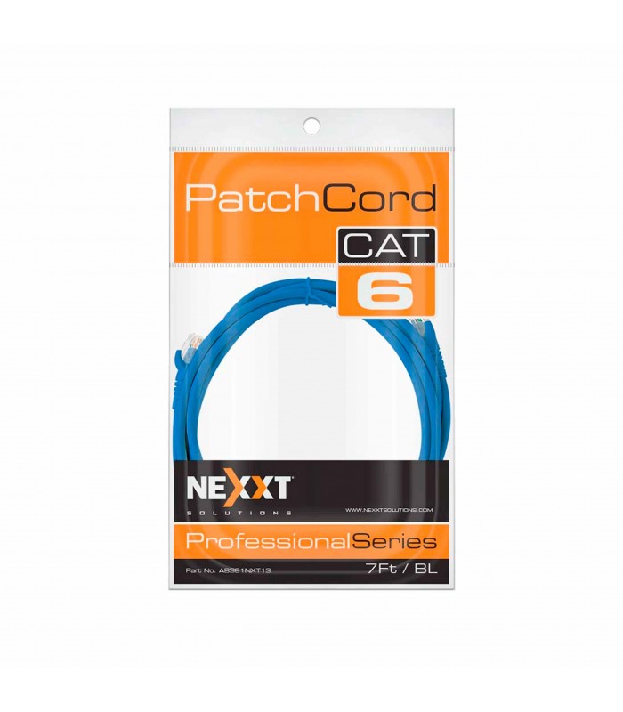 PATCH CORD NEXXT U/UTP RJ45 CAT6 7FT/BL 2.31m AZUL 1.000Mbps/1Gbps 250MHz 4P 24AWG / CM/ AB361NXT13