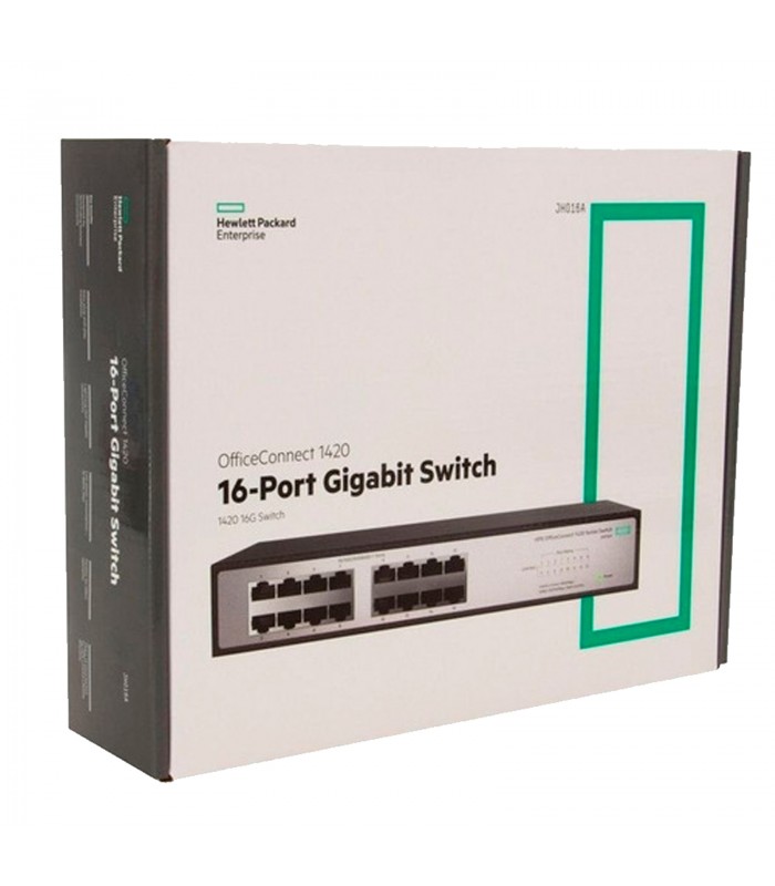 SWITCH HP OFFICECONNECT 1420-16G 16PORT RJ45 10/100/1000Mbps/AUTO/PLUG-PLAY/HASTA 32Gbps/GIGABIT/RACK MONTAJE/JH016AABA