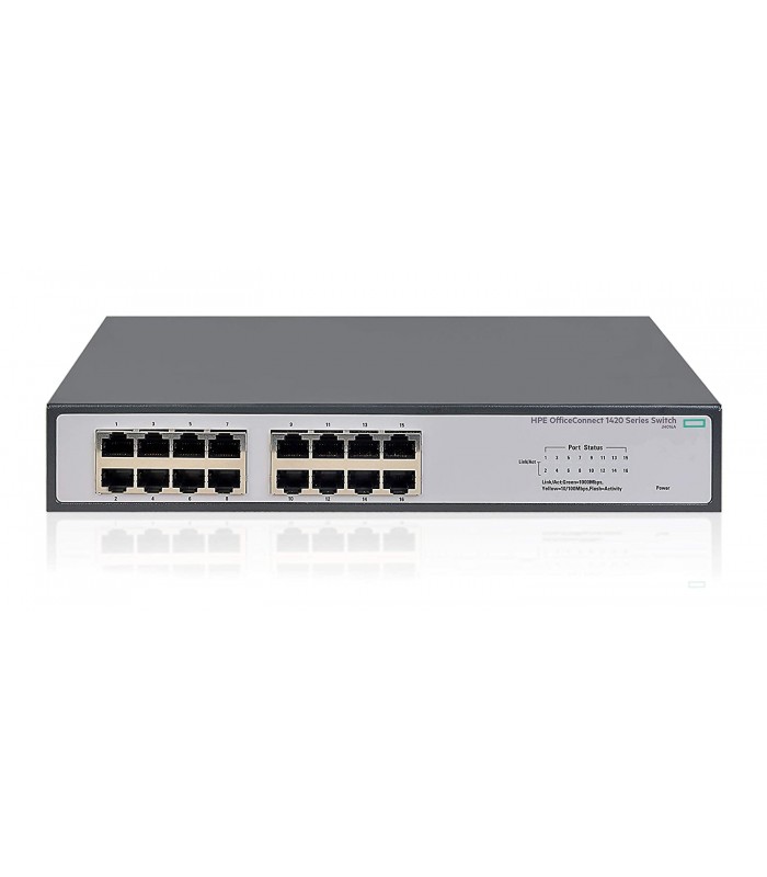 SWITCH HP OFFICECONNECT 1420-16G 16PORT RJ45 10/100/1000Mbps/AUTO/PLUG-PLAY/HASTA 32Gbps/GIGABIT/RACK MONTAJE/JH016AABA