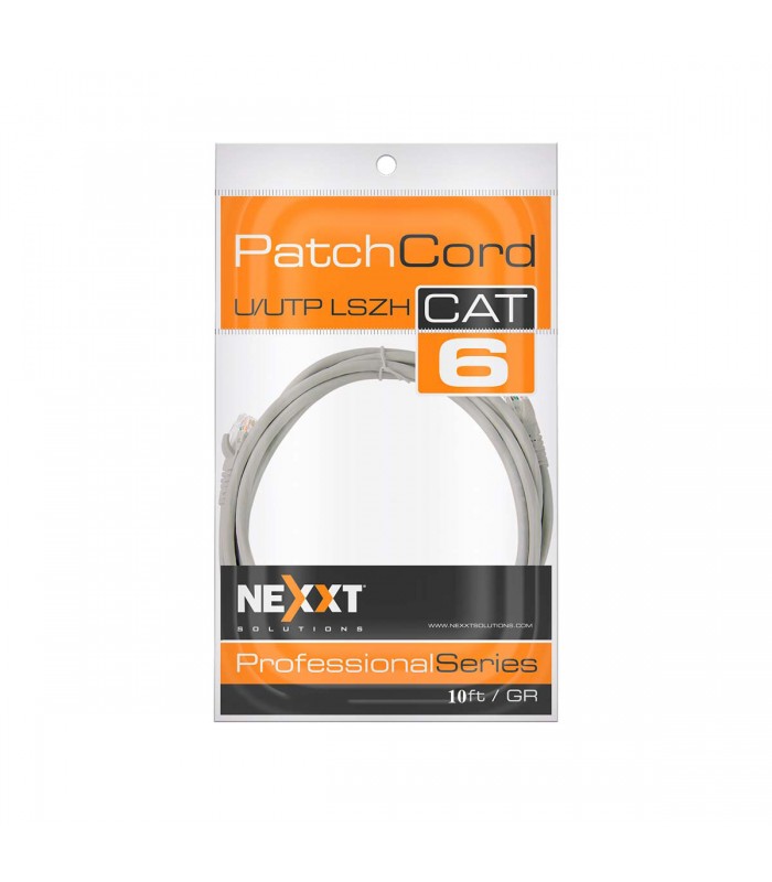 PATCH CORD NEXXT U/UTP RJ45 CAT6 10FT/GR 3.05M GRIS 1000Mbps/1Gbps 250MHz 4P 24AWG LSZH /PCGPCC6LZ10GR AB361NXT40