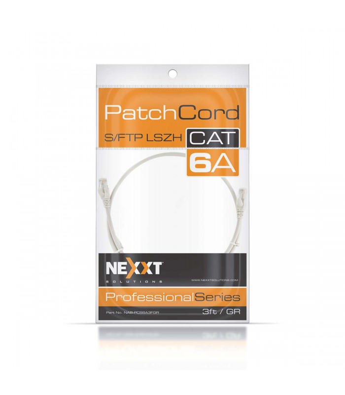 PATCH CORD NEXXT S/FTP RJ45 CAT6A 3FT/GR 0.91M GRIS 10000Mbps/10Gbps 500MHz 4P 26AWG LSZH /NAB-PCS6A3FGR /AB362NXT08
