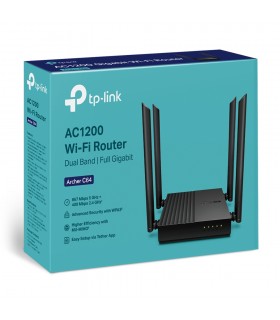 ROUTER TP-LINK ARCHER C64 V1 AC1200/MU-MIMO 2.4&5GHz/400MPPS+867MBPS/4ANTENAS/IPTV-IPV6/4-PTOS GIGABIT/MR/MAP