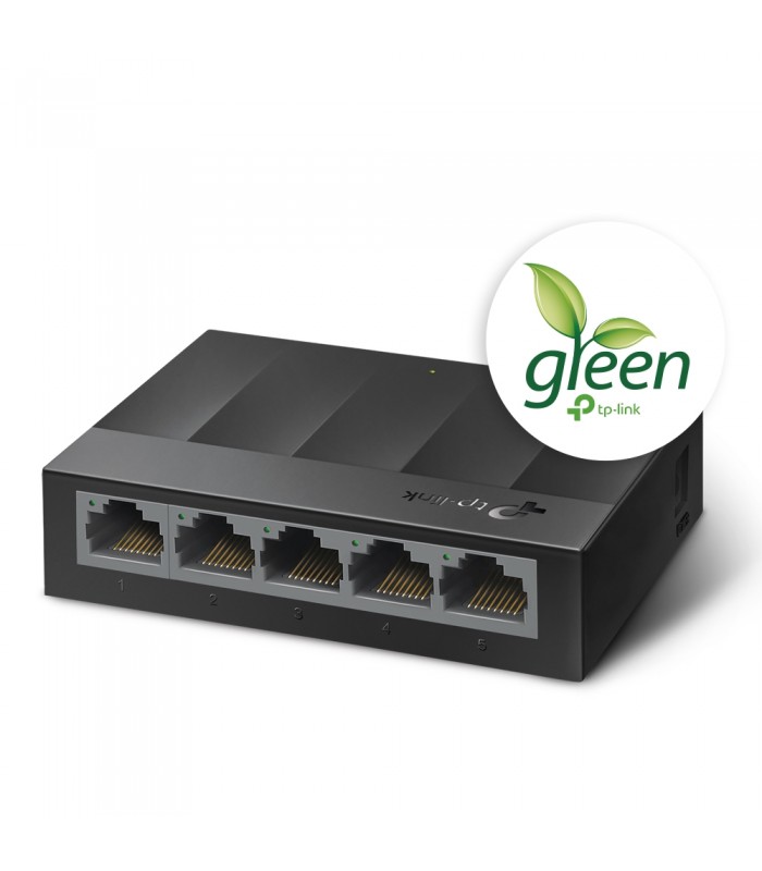SWITCH TP-LINK LS1005G 5PORT RJ45 10/100/1000Mbps/AUTO/PLUG-PLAY/HASTA 10Gbps/GIGABIT/METALICO/ESCRITORIO