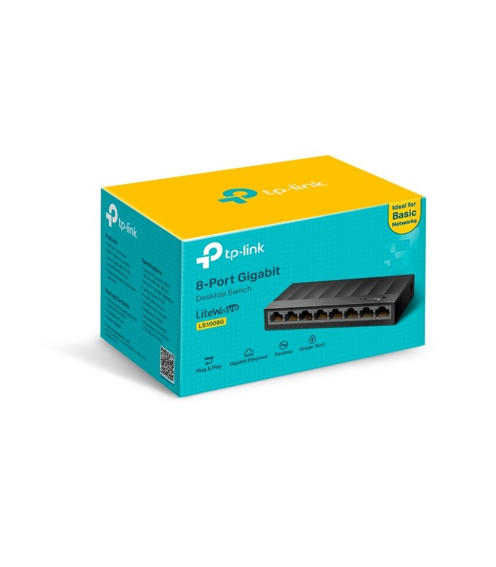 SWITCH TP-LINK LS1008G 8PORT RJ45 10/100/1000Mbps/GIGABIT/AUTO/PLUG-PLAY/ESCRITORIO