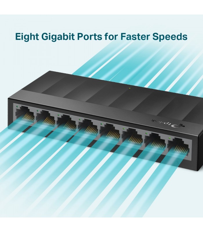 SWITCH TP-LINK LS1008G 8PORT RJ45 10/100/1000Mbps/GIGABIT/AUTO/PLUG-PLAY/ESCRITORIO