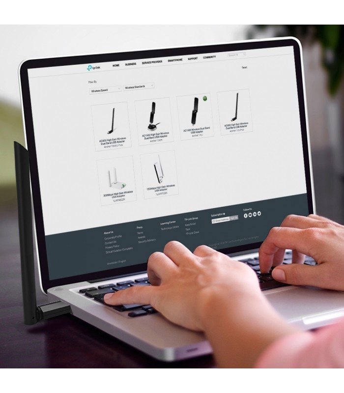 ADAPTADOR TP-LINK ARCHER T3U PLUS AC1300 USB-A INALÁMBRICO 2.4/5GHz 400-867Mbps/G-180°/MU-MIMO/USB 3.0/1ANT/ALTA GAIN/ BK