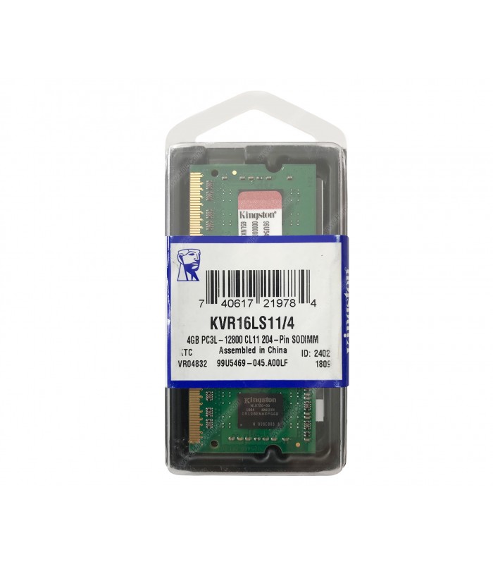 MEMORIA KINGSTON 4GB DDR3 1600MHZ SODIMM Non-ECC 1.35V CL11 204PIN KVR16LS11/4