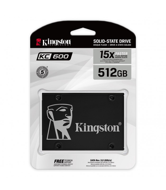 SSD KINGSTON KC600 512GB 2.5"/7mm SATA III 6GB/S /NAND TLC 3D/ TW 300 /CIFRADO XTS-AES/ 550/520MB/s RW SKC600/512G