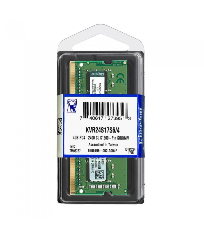 MEMORIA KINGSTON 4GB DDR4 2400MHZ SODIMM Non-ECC CL17 1.2V 260PIN KVR24S17S6/4