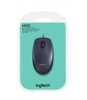 MOUSE LOGITECH M100 USB-A ALAMBRICO NEGRO /OPTICO/3BOTONES/1000DPI/ 1.8M PC 910-001601