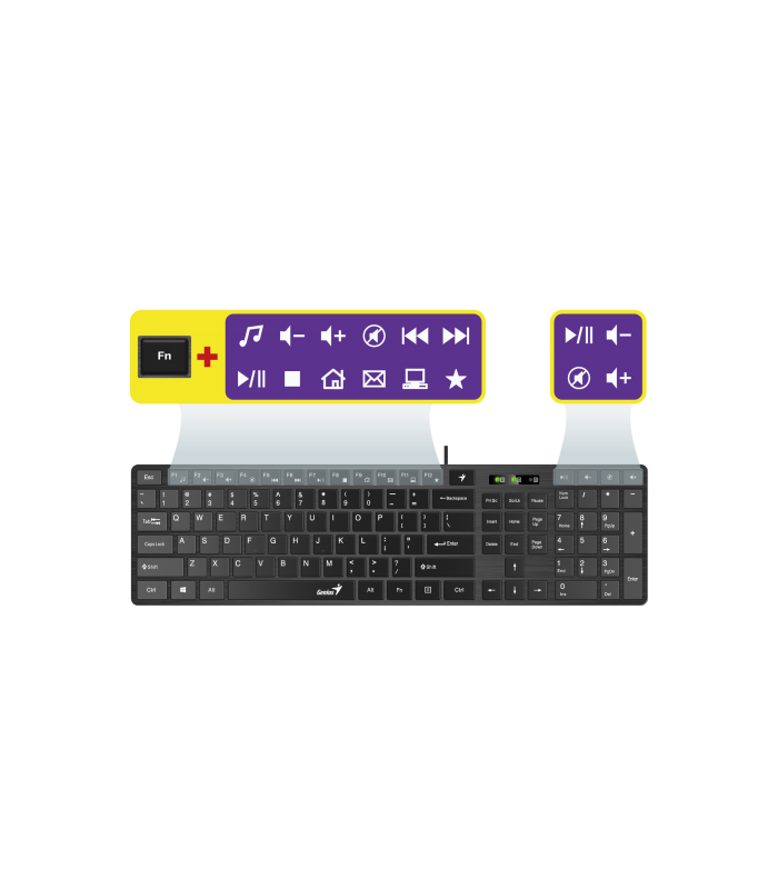 TECLADO GENIUS SLIMSTAR 126 NEGRO MULTIMEDIA USB ESPAÑOL PC