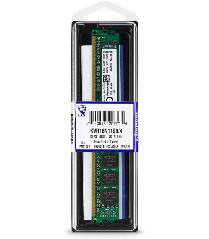 MEMORIA KINGSTON 4GB DDR3 1600MHz UDIMM NonECC CL11 240PIN PC KVR16N11S8/4