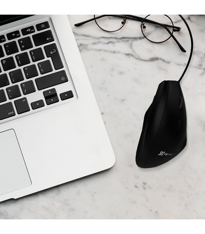 MOUSE KLIP XTREME KMO-505 KREST ERGONOMICO VERTICAL 6BOTONES USB ALAMBRICO PC NEGRO