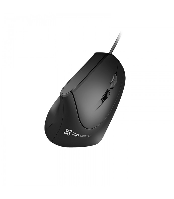 MOUSE KLIP XTREME KMO-506 KROWN ERGONOMICO VERTICAL 6BOTONES USB ALAMBRICO PC NEGRO