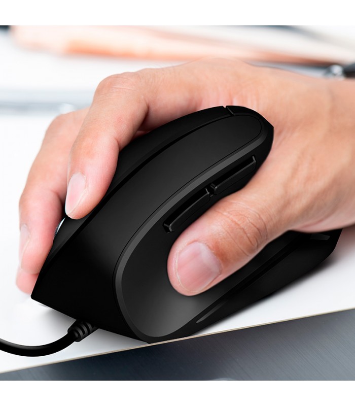 MOUSE KLIP XTREME KMO-506 KROWN ERGONOMICO VERTICAL 6BOTONES USB ALAMBRICO PC NEGRO
