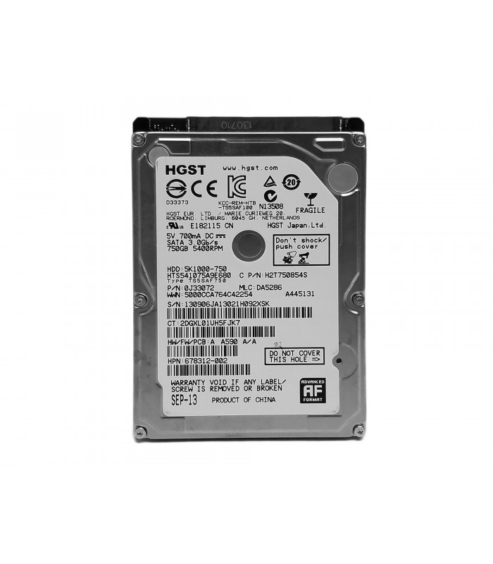 HDD HGST 750GB 2.5" 9mm SATA III,6Gbit/s 8MB 5400RPM NOTEBOOK/ 678312-003 0J34282
