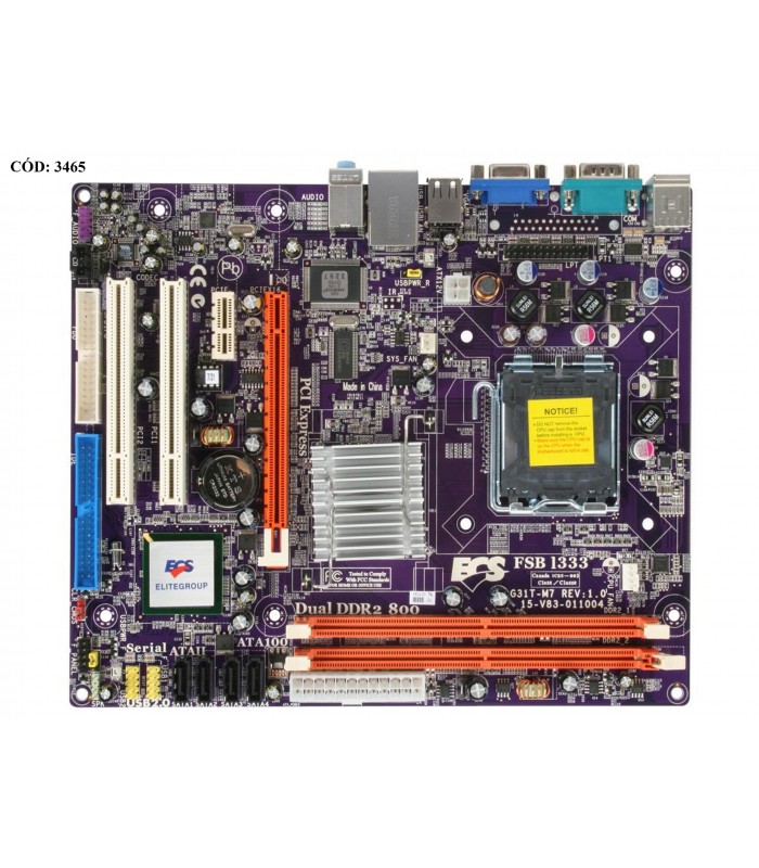 MBO ECS G31T-M7 LGA775/DDR2x2 800 MHz/VGA/ PS/2 /USBx4/SATAx4/PCIEx1/PCIx2 ORIG. (DS)