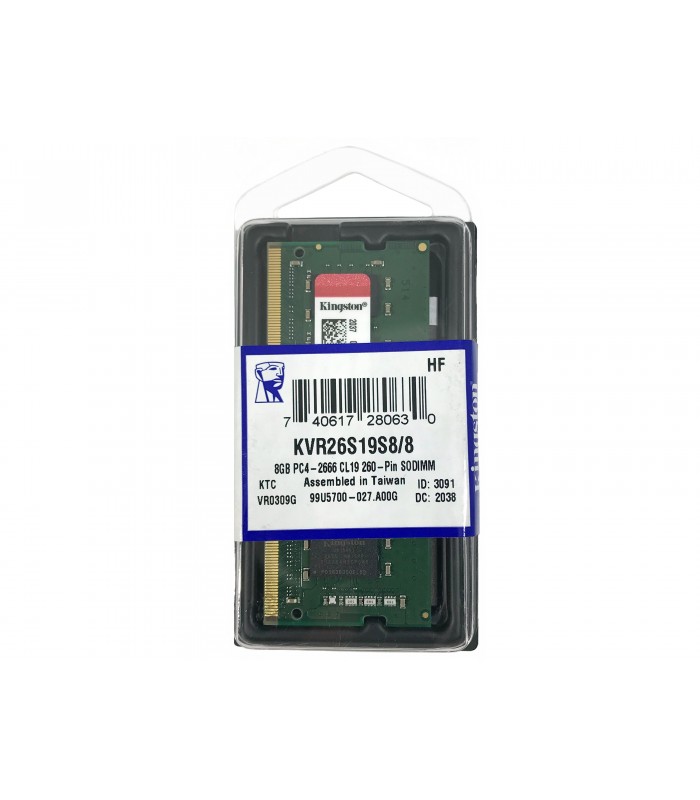 MEMORIA KINGSTON 8GB DDR4 2666MHZ SODIMM Non-ECC 1.2V CL19 260PIN KVR26S19S8/8