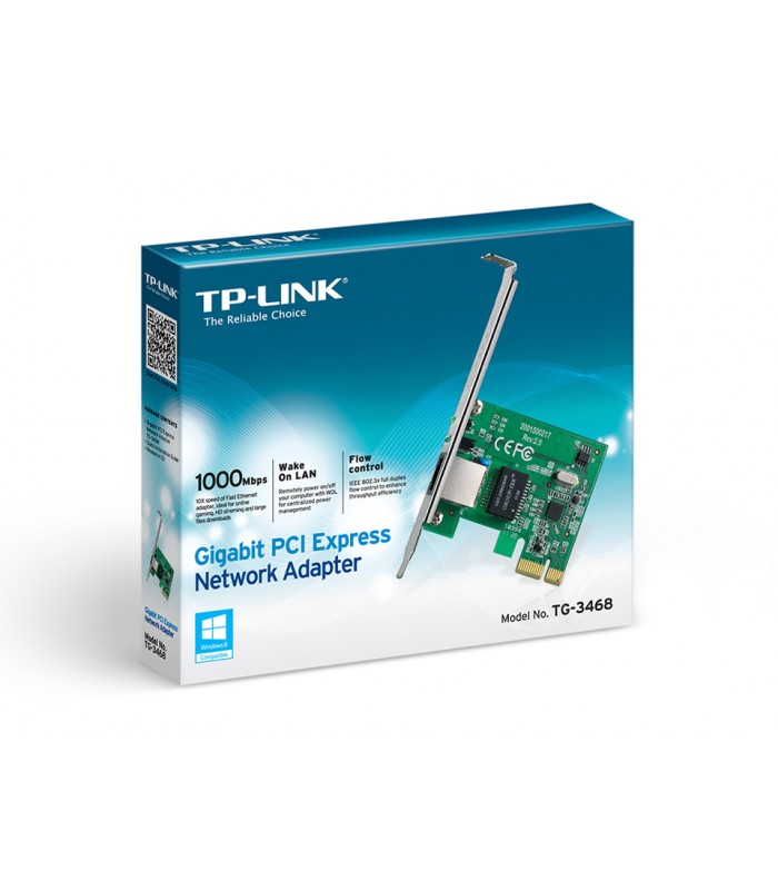ADAPTADOR TP-LINK TG-3468 10/100/1000Mbps PCI-E X1 ALÁMBRICO 802.3x /Gigabit/1-PTOS RJ45/ BK