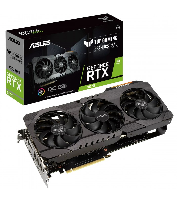 TARJETA VIDEO ASUS TUF GAMING GEFORCE RTX™ 3070 V2 OC EDITION GDDR6 8GB W/LHR HDMIX2/DPX3/1XHDCP.