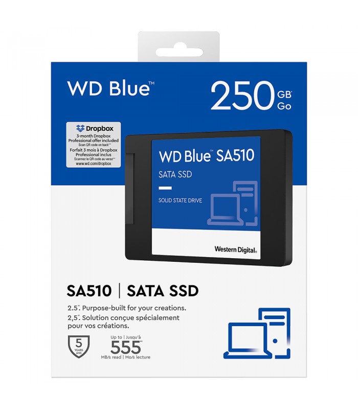 SSD WD BLUE SA510 250GB 2.5"/7mm SATA III 6GB/S, TBW 100 555/440MB/s RW - WDS250G3B0A