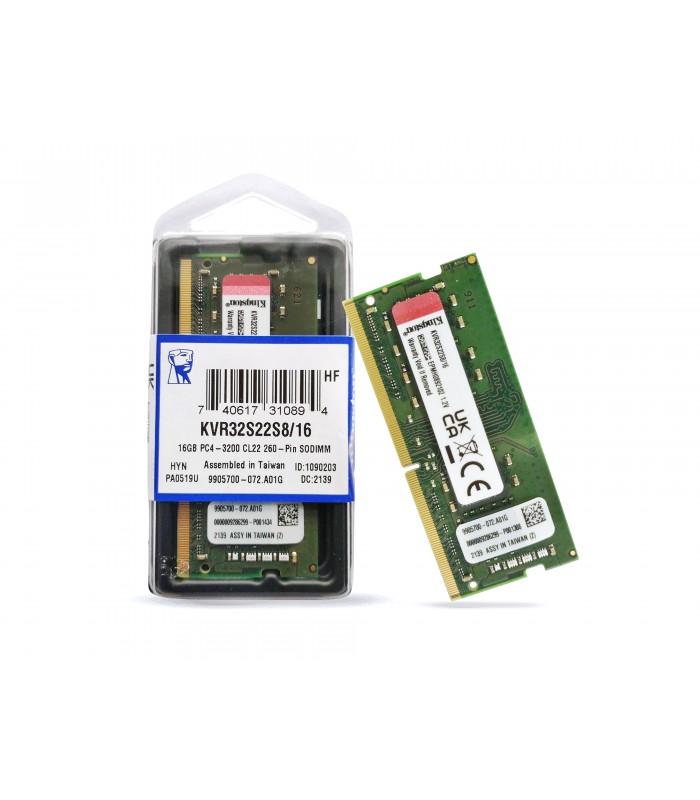 MEMORIA KINGSTON 16GB DDR4 3200MHZ SODIMM Non-ECC 1.2V CL22 260PIN KVR32S22S8/16