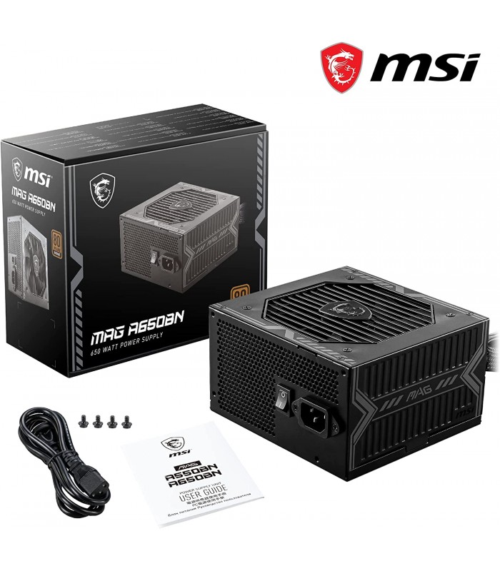 FUENTE DE PODER MSI MAG A650BN 650W REALES/80 PLUS BRONCE/ATX 20+4X1/EPS 4+4X1/PCI-E 6+2 X2/SATAX5/MOLEX X2/FDDX1