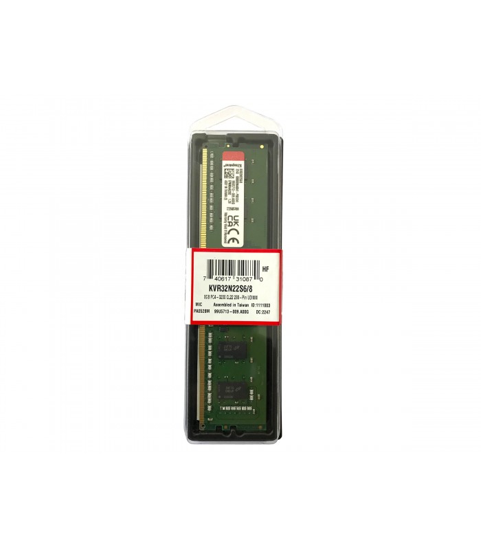 MEMORIA KINGSTON 8GB DDR4 3200MHZ UDIMM Non-ECC CL22 PC 1.2V 288PIN KVR32N22S6/8