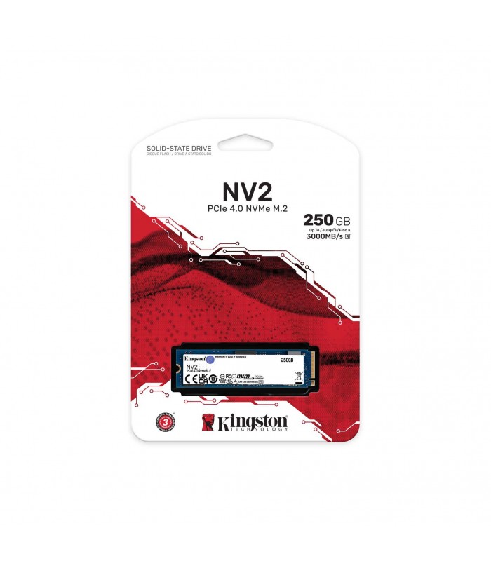 SSD KINGSTON NV2 250GB NVMe PCIE GEN4 M.2 2280, NAND 3D / TBW 80 / 3000/1300MB/s R/W SNV2S/250G