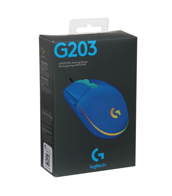 MOUSE LOGITECH G203 USB-A ALAMBRICO RGB LIGHTSYNC GAMING AZUL ARM/OPTICO/6BOTONES P./8000DPI/ 2.1M PC 910-005792 