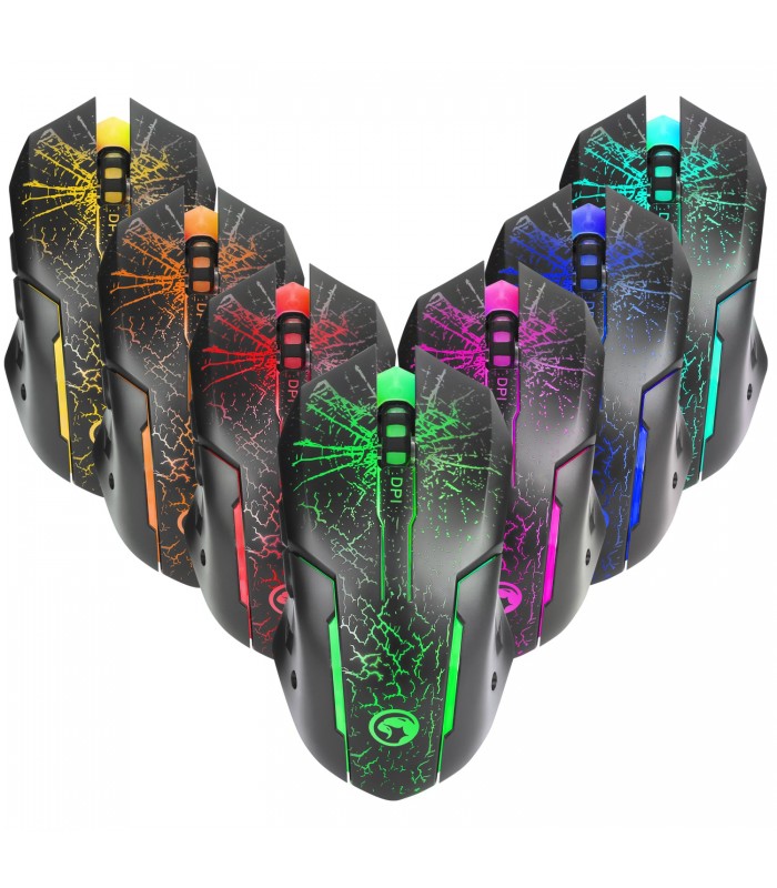 MOUSE MARVO M207 GAMING USB ALAMBRICO DPI 3200 7COLOR 1.5m PC BK