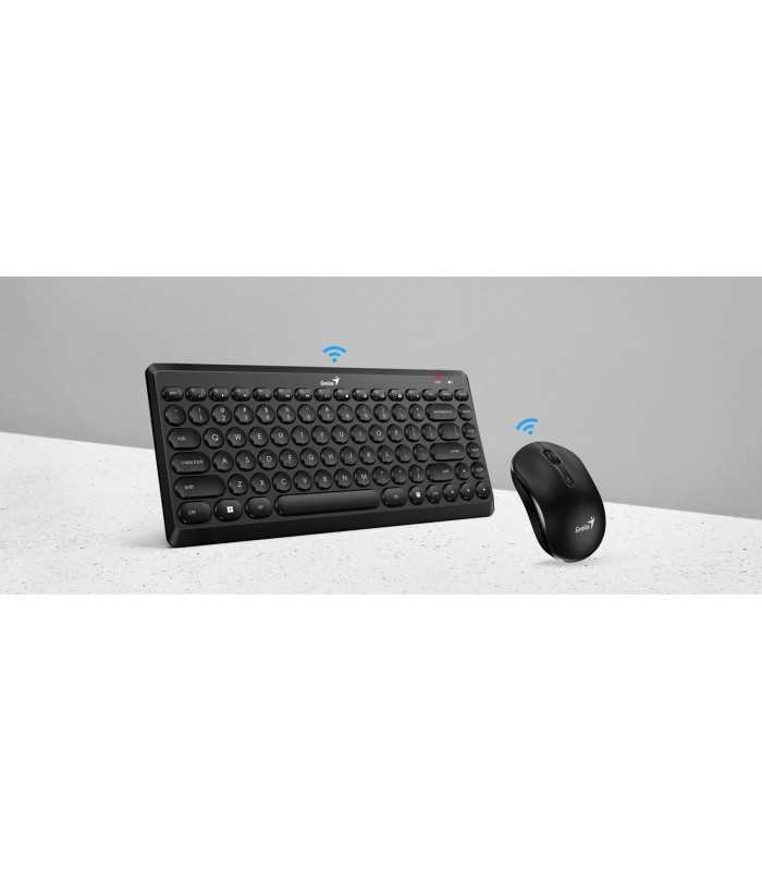 TECLADO+MOUSE GENIUS LUXEMATE Q8000 INALÁMBRICO 2.4 GHz /KEY+MOUSE AAA/ INAL PC MINI SP BK ORIG..