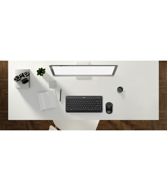 TECLADO+MOUSE GENIUS LUXEMATE Q8000 INALÁMBRICO 2.4 GHz /KEY+MOUSE AAA/ INAL PC MINI SP BK ORIG..