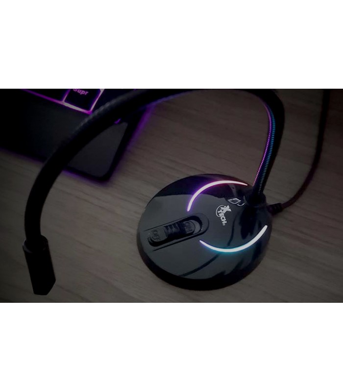 MICROFONO XTECH XTS-680 GLISSER GAMING USB LED RGB 2m PC + BASE