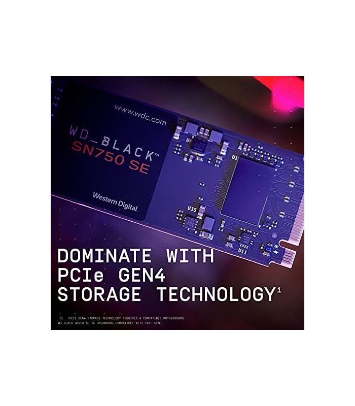 SSD WD BLACK SN750 SE 500GB NVMe PCIE GEN4 M.2 2280 /3D NAND/ TBW 300 / 3600-2000MB/s RW WDS500G1B0E-00B3V0