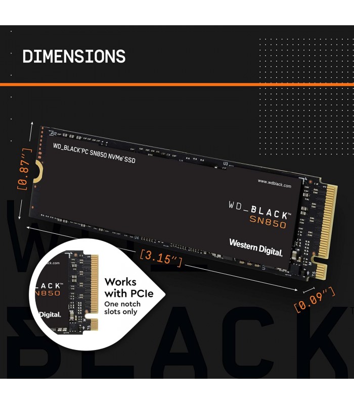 SSD WD BLACK SN850 500GB NVMe PCIE GEN4 M.2 2280 /3D NAND/ TBW 300 / 7000-4100MB/s RW / WDS500G1X0E-00AFY0