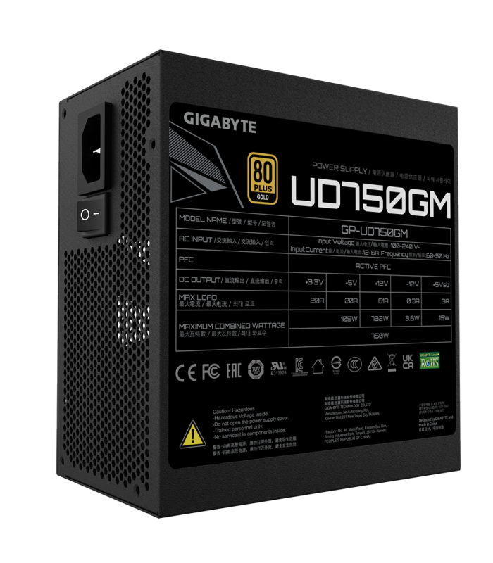FUENTE DE PODER GIGABYTE UD750GM 750W MOD/80 PLUS GOLD/ATX 20+4X1/EPS 4+4X2/PCI-E 6+2 X4/SATAX8/MOLEX X3/GP-UD750GM