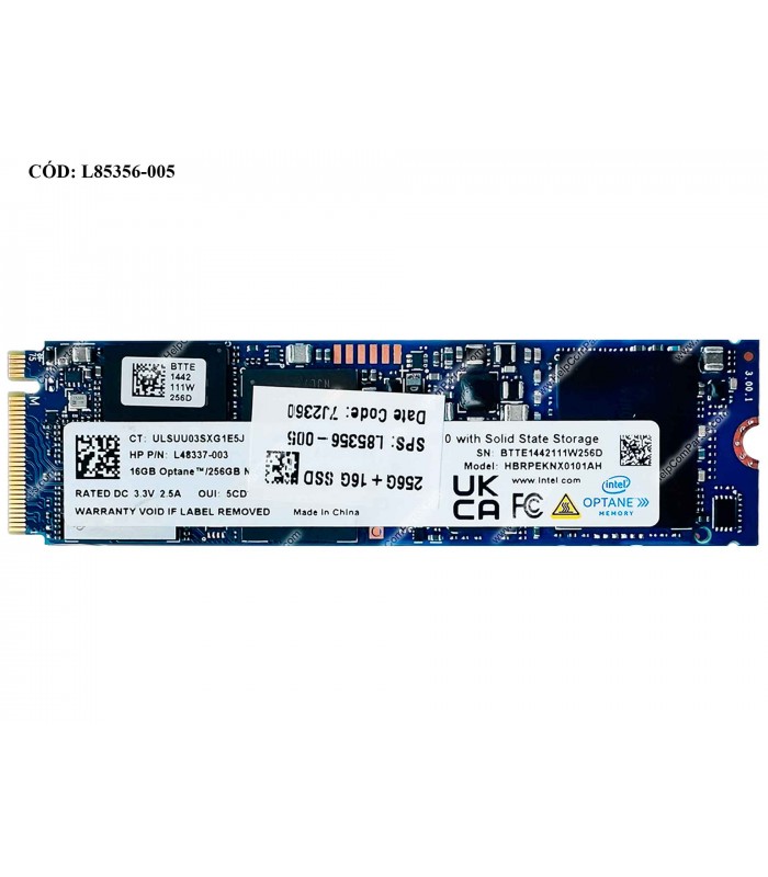 SSD INTEL H10 256GB+16GB OPTANE M.2 2280 PCIe 3.0 x4 NVMe 3D NAND QLC/ TBW 75/ 1450-650 MB/s RW/ HBRPEKNX0101AH L85356-005 ORIG.