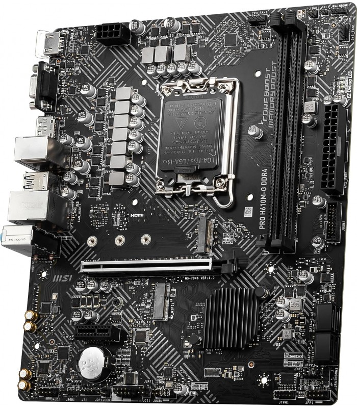 MBO MSI PRO H610M-G DDR4 LGA1700/2xDDR4 3200/1PCI-EX16 4.0/HDMI/DP/VGA/1xM.2/4 SATA/6xUSB/12TH