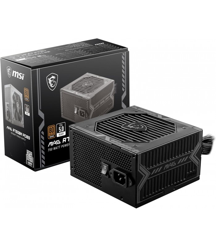 FUENTE DE PODER MSI MAG A750BN PCIE5 750W /80 PLUS BRONCE/ATX 20+4X1/EPS 4+4X2/PCIE5 X1/PCIE 6+2 X2/SATAX5/MOLEX X2/FDDX