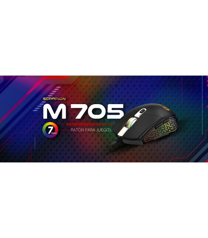 MOUSE GENIUS SCORPION M705 USB ALAMBRICO GAMING 6BOTONES RGB LED 800-7200DPI PC