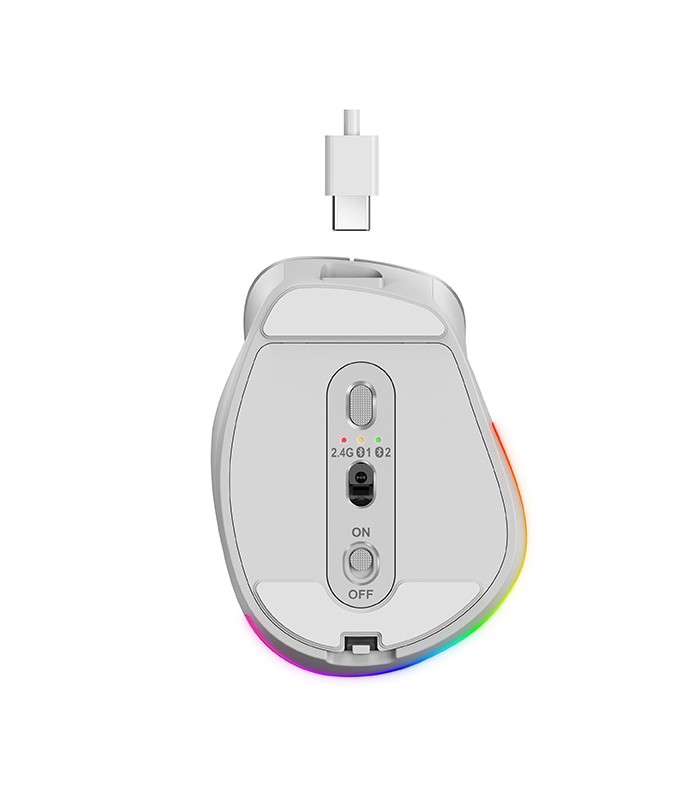 MOUSE GENIUS ERGO 9000S PRO INALÁMBRICO ROSA /RF 2.4GHz+BT 5.3/OPTICO/USB-A/RGB 7C/6BOTONES/2400DPI/10m/BATT USB-C/SILEN/ERGO.