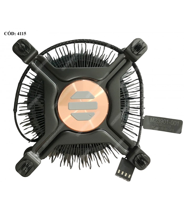 DISIPADOR AIR INTEL i3/i5/i7 3.5" Socket LGA1700 12TH 13TH 14TH 65W COBRE / LAMINAR RM1/  M23901-001 4-PIN ORIG.