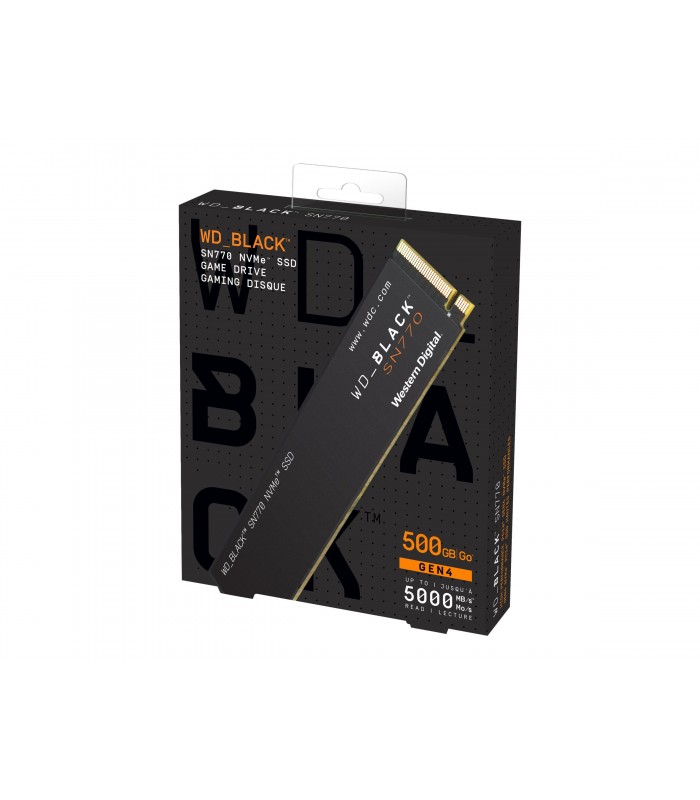 SSD WD BLACK SN770 500GB NVMe PCIE GEN4 x4 M.2 2280 /3D NAND/ TBW 300 / 5000-4000MB/s RW WDS500G3X0E