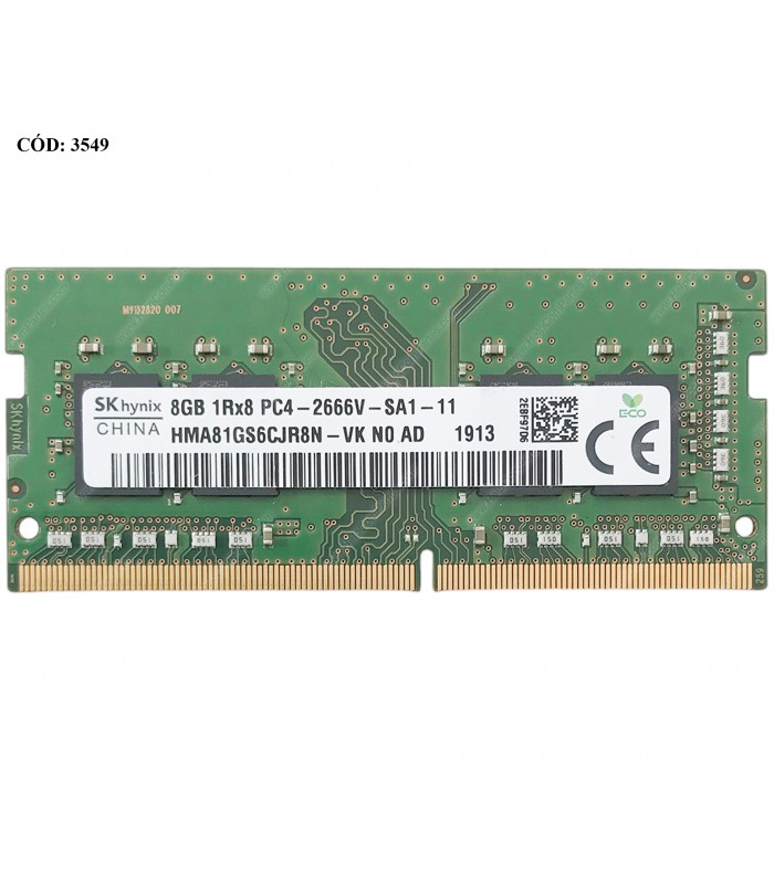 MEMORIA SK HYNIX 8GB DDR4 2666MHz SODIMM Non-ECC 1.2V 260PIN CL19 HMA81GS6CJR8N-VK 937236-855