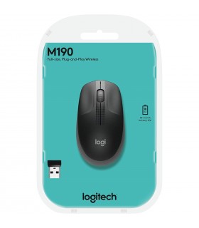 MOUSE LOGITECH M190 INALÁMBRICO GRIS MARENGO /OPTICO/USB-A/3BOTONES/1000DPI/18M BATT/10m/RUEDA/1XAA/ 910-005902