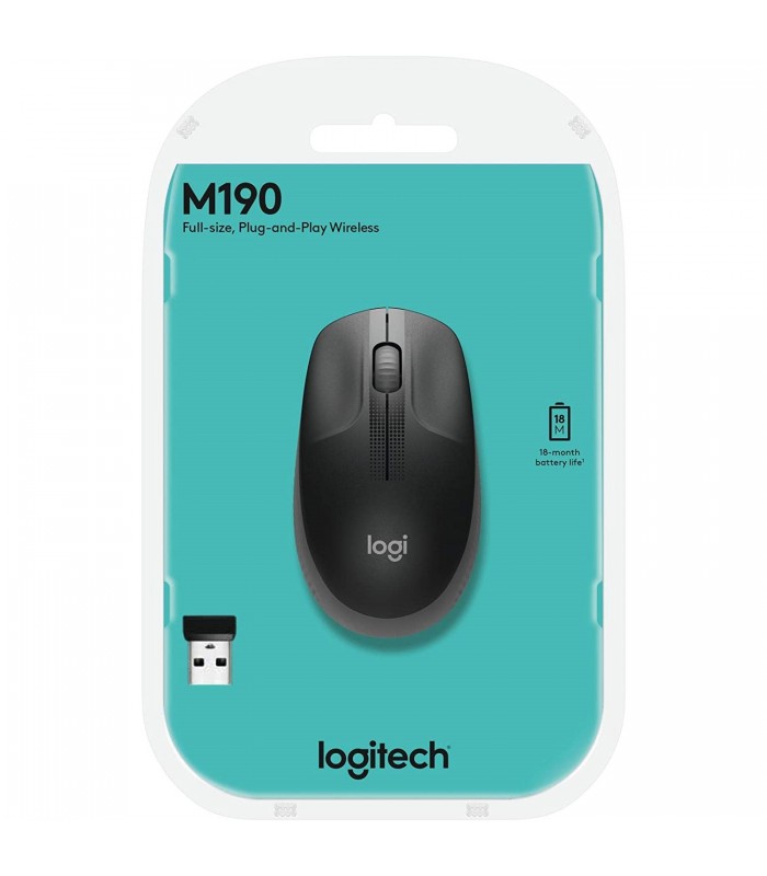 MOUSE LOGITECH M190 INALÁMBRICO GRIS MARENGO /OPTICO/USB-A/3BOTONES/1000DPI/18M BATT/10m/RUEDA/1XAA/ 910-005902